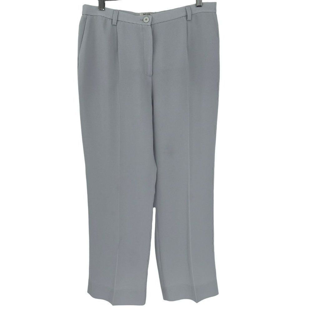 Weill Straight Leg Trouser Dress Pants Pockets‎ Gray Women 32 in Waist Polyester